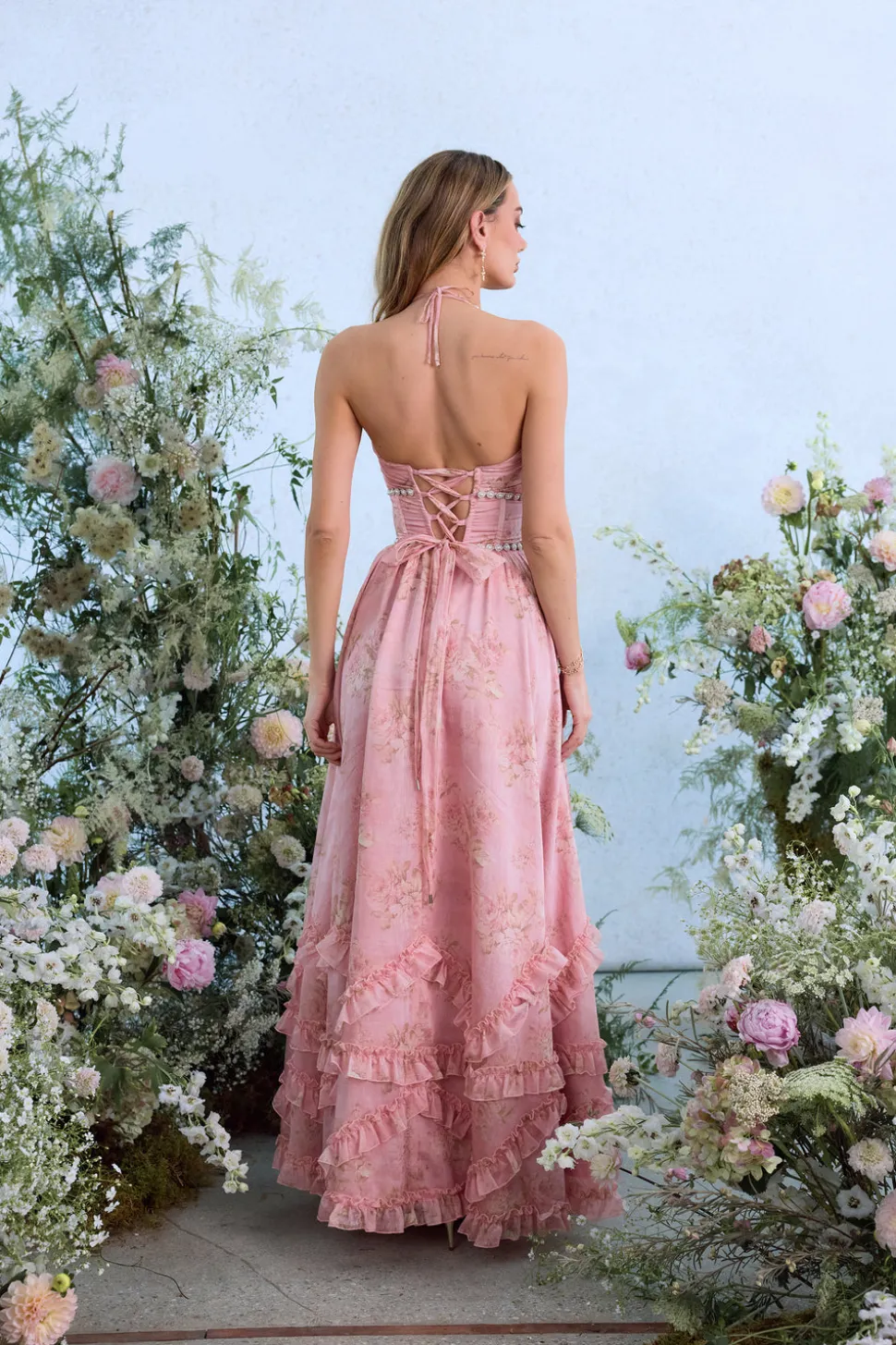 The Scarlette Dress in Light Pink Tapestry Rose