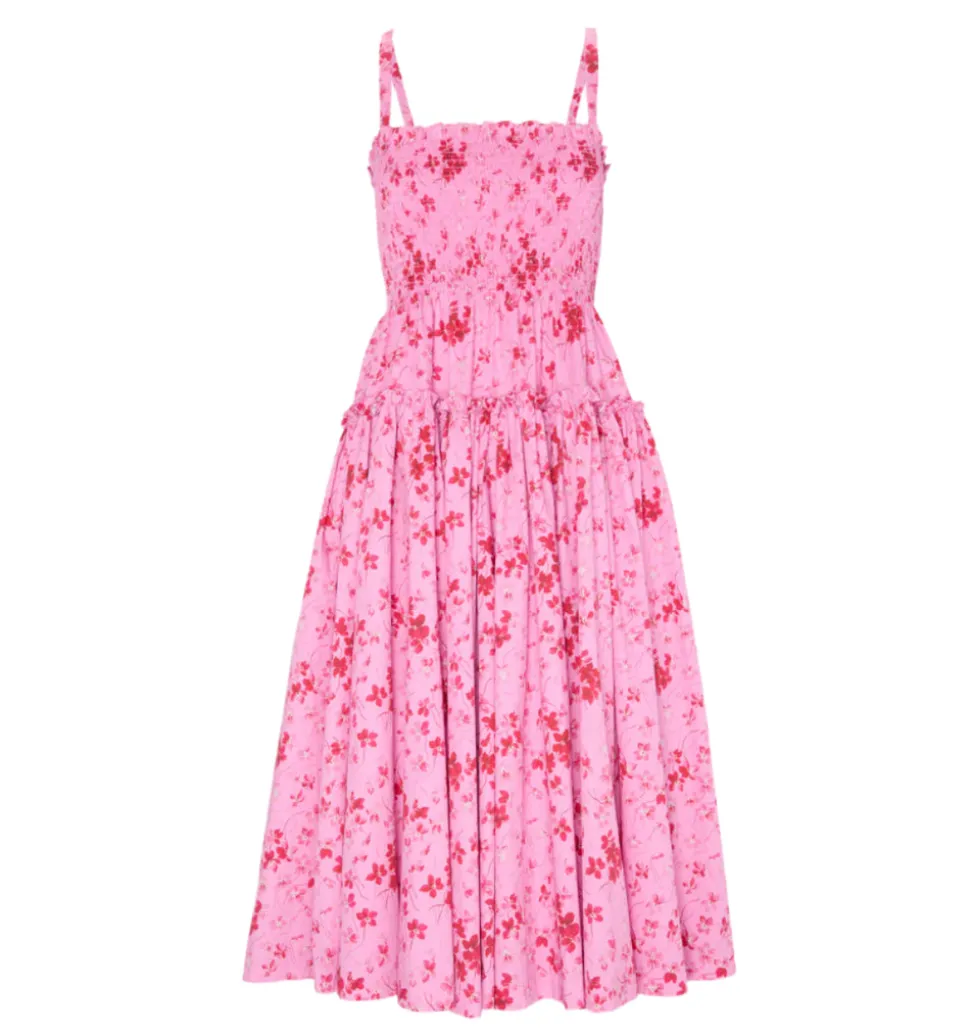 The Seraphina Midi Nap Dress in Pink Sweet Peas