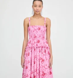 The Seraphina Midi Nap Dress in Pink Sweet Peas