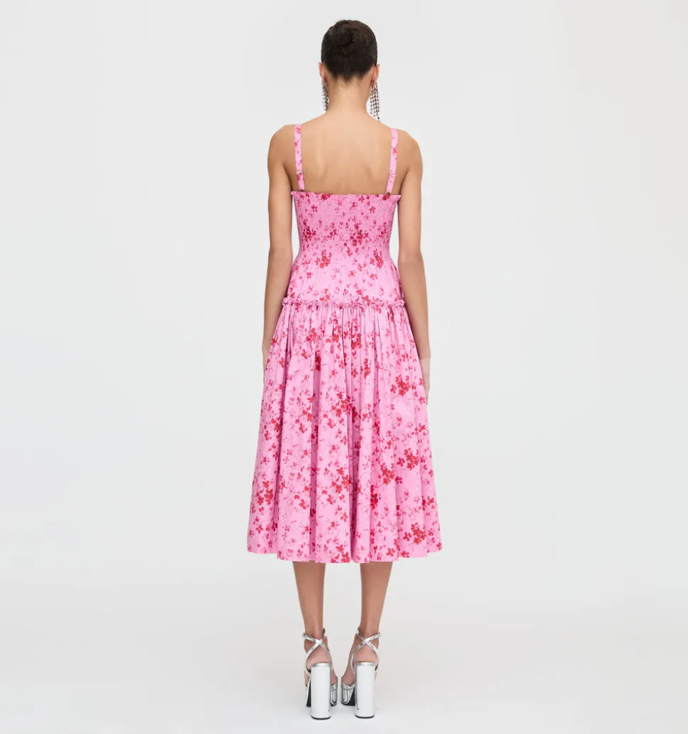The Seraphina Midi Nap Dress in Pink Sweet Peas