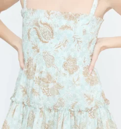 The Seraphina Mini Nap Dress - Aqua Calico Trellis