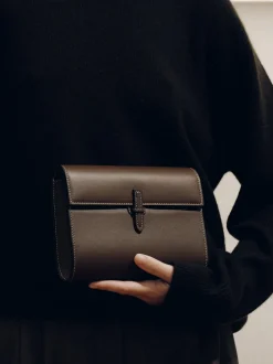 The Small Soft Clutch in Dark Brown Nappa