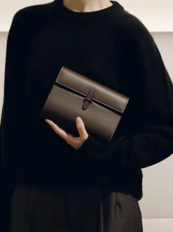 The Small Soft Clutch in Dark Brown Nappa