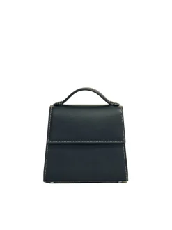 The Small Top Handle in Black Nappa