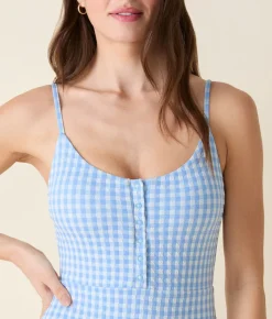 The Snap One Piece Crinkle in Sky Gingham