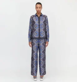 The Taylor Pant in Brown Cobalt Medallion