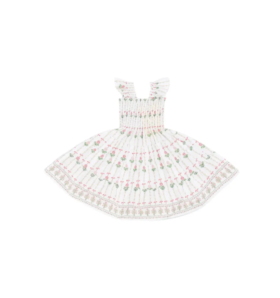 The Tiny Ellie Nap Dress in White Trailing Fern