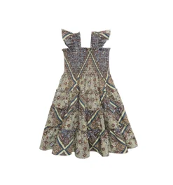 The Tiny Ellie Nap Dress in Olive Equestrian Scarf