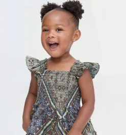 The Tiny Ellie Nap Dress in Olive Equestrian Scarf