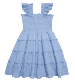 The Tiny Ellie Nap Dress in Bluebird Tonal Seersucker