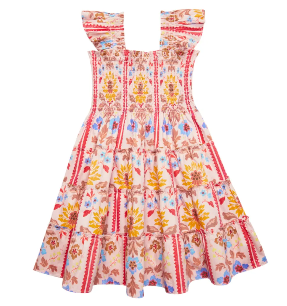 The Tiny Ellie Nap Dress in Pink Floral Block Stripe