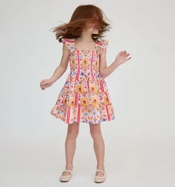 The Tiny Ellie Nap Dress in Pink Floral Block Stripe
