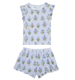 The Tiny Lala Short Set in Blue Block Print