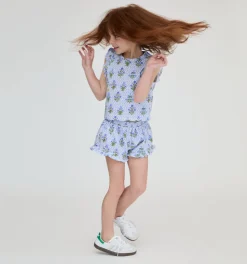 The Tiny Lala Short Set in Blue Block Print