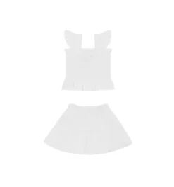 The Tiny Paz Set in White Linear Swiss Dot