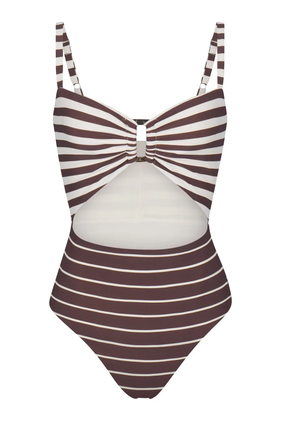 The Tortoise Cutout One-Piece In Espresso Mixed Stripe