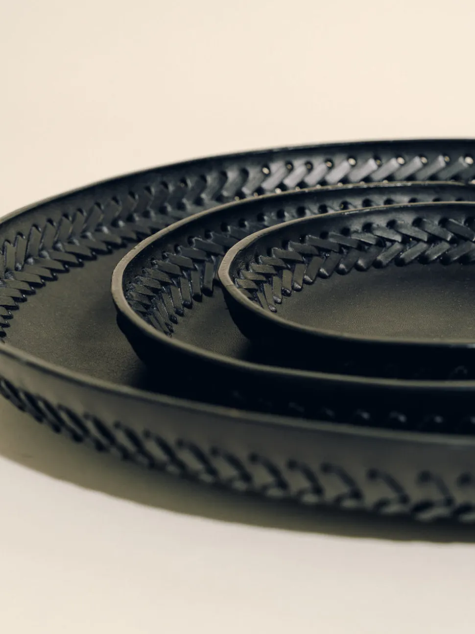 The Tray Set in Black Leather Lace Trim