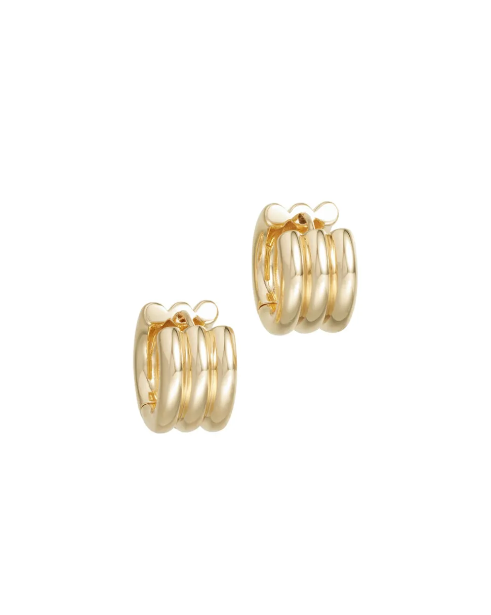 The Triple Tube Huggie in Gold