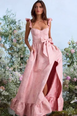 The Veronica Dress in Light Pink Windsor Brocade