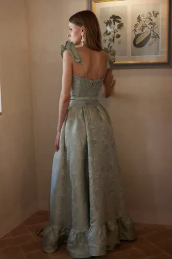The Veronica Dress in Sage Windsor Brocade