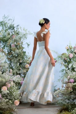 The Veronica Dress in Sky Windsor Brocade