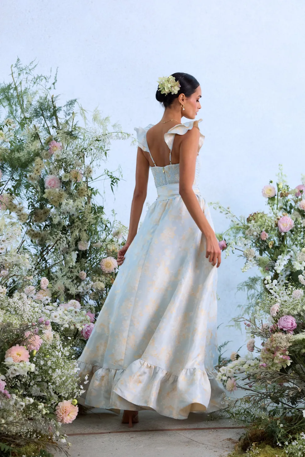 The Veronica Dress in Sky Windsor Brocade