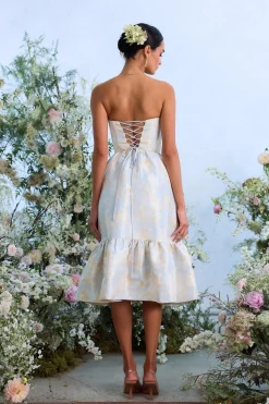 The Virginia Dress in Sky Windsor Brocade