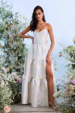 The Vivian Dress in Sky Windsor Brocade