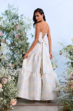 The Vivian Dress in Sky Windsor Brocade
