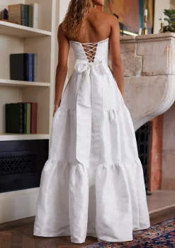 The Vivian Dress in White Windsor Brocade
