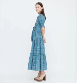 The Yara Dress - Navy Calico Trellis