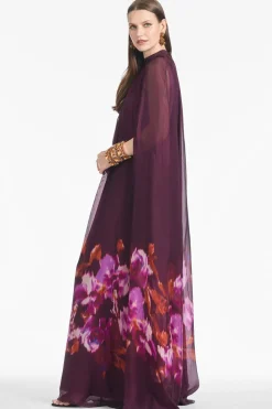 Tiana Gown in Mixed Berry Ikat Border