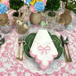 Toile de Jouy Birds Pink Tablecloth