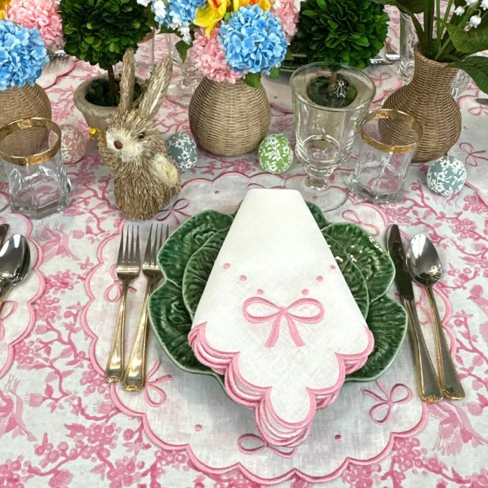 Toile de Jouy Birds Pink Tablecloth
