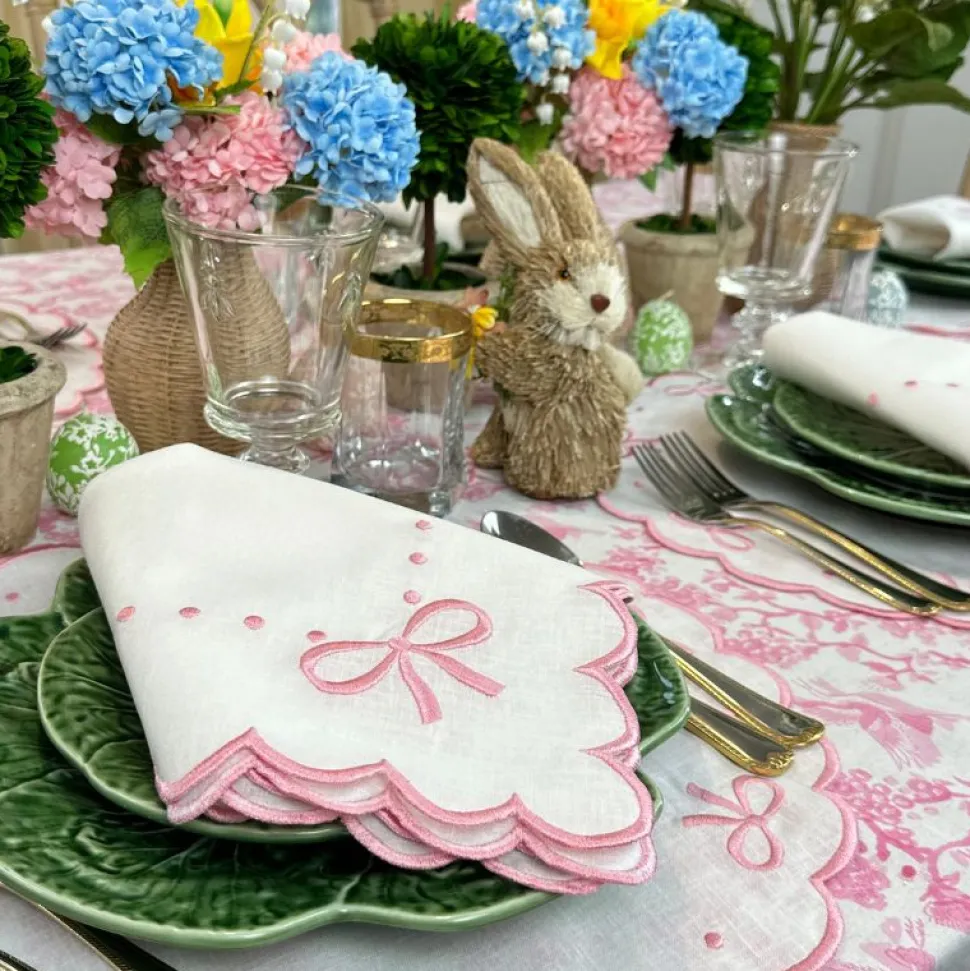 Toile de Jouy Birds Pink Tablecloth