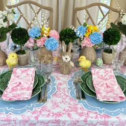 Toile de Jouy Birds Pink Tablecloth