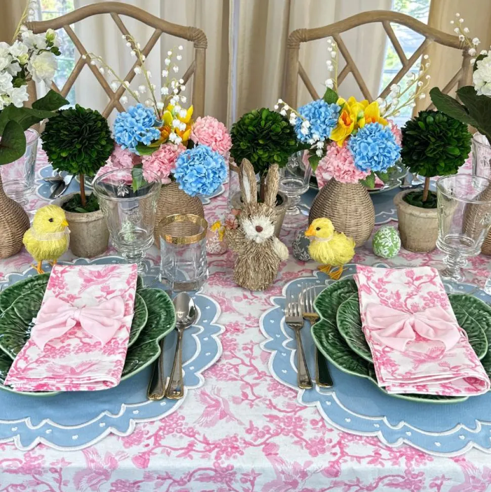 Toile de Jouy Birds Pink Tablecloth