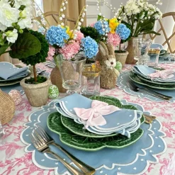 Toile de Jouy Birds Pink Tablecloth