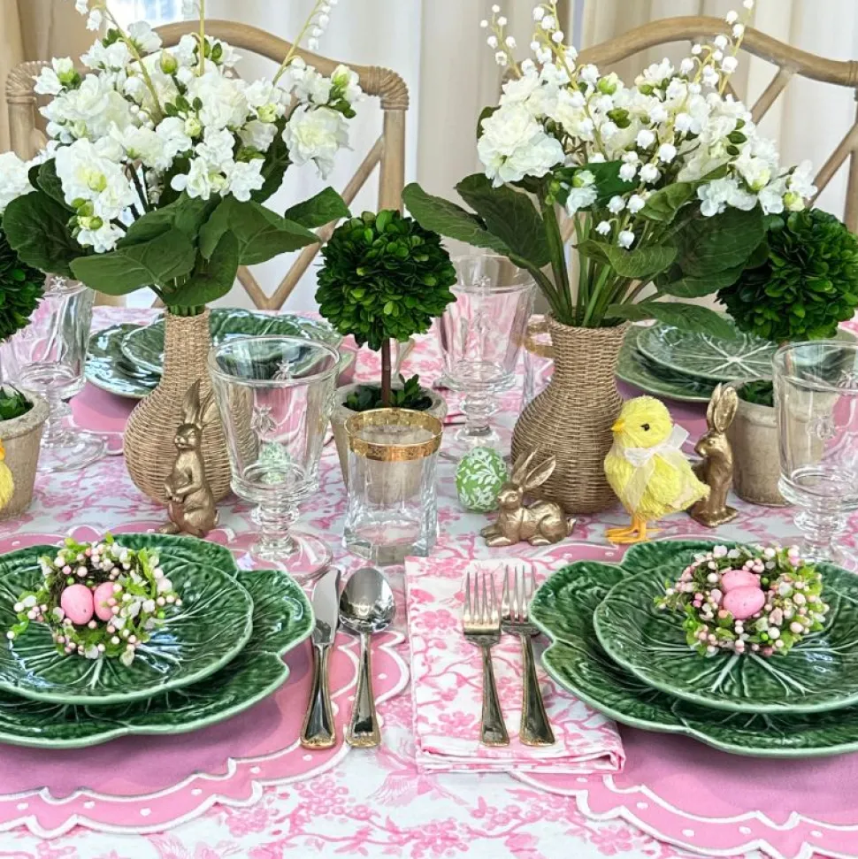 Toile de Jouy Birds Pink Tablecloth