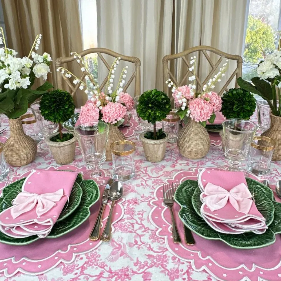 Toile de Jouy Birds Pink Tablecloth