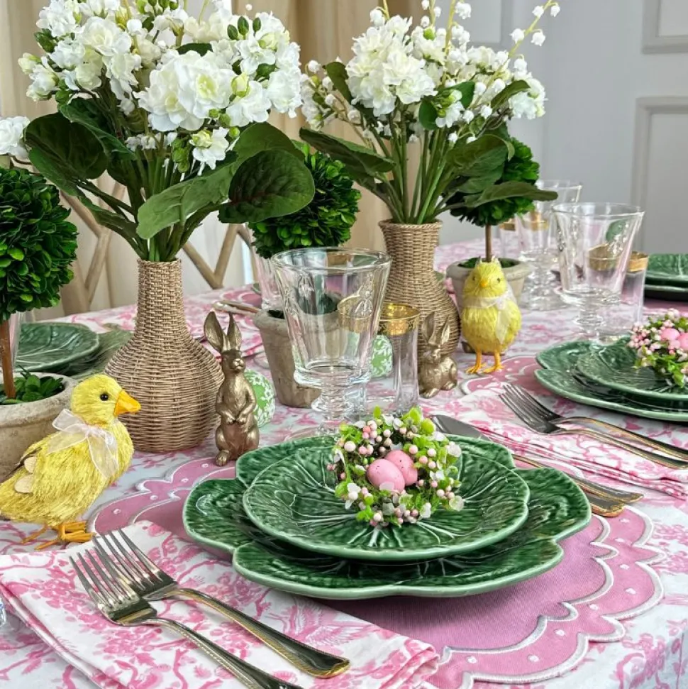 Toile de Jouy Birds Pink Tablecloth