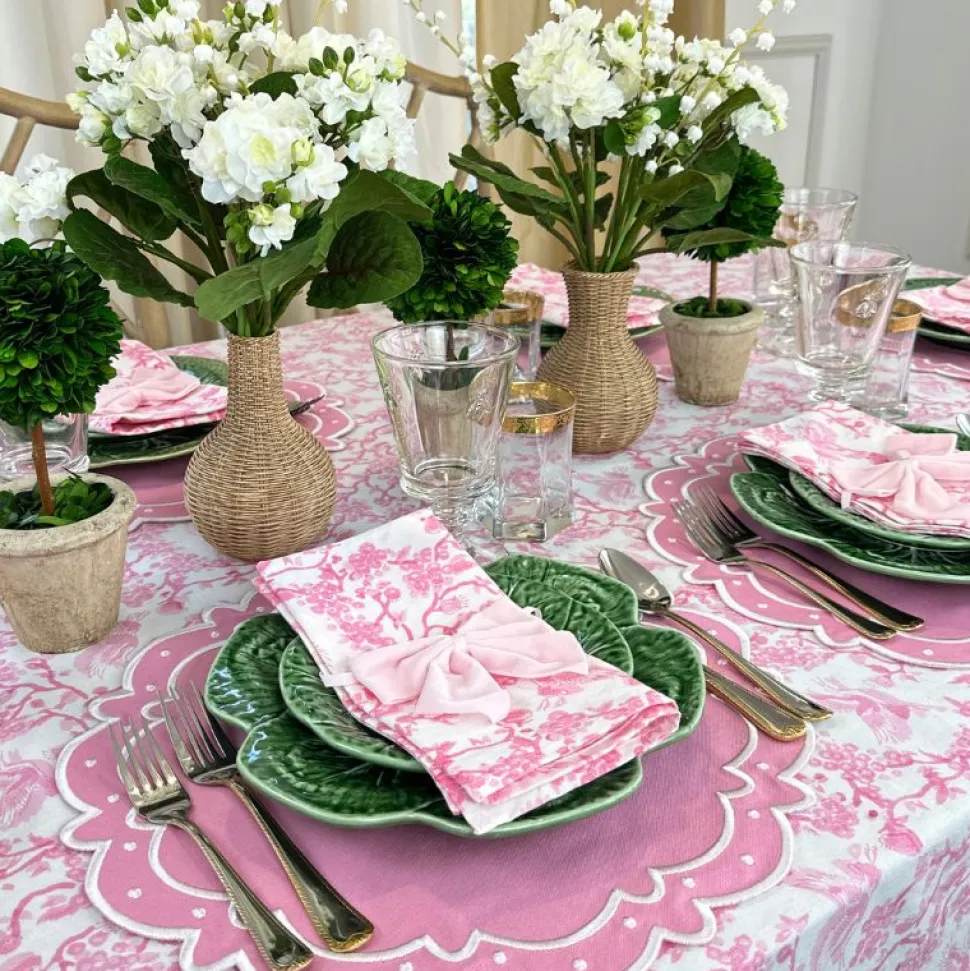 Toile de Jouy Birds Pink Tablecloth