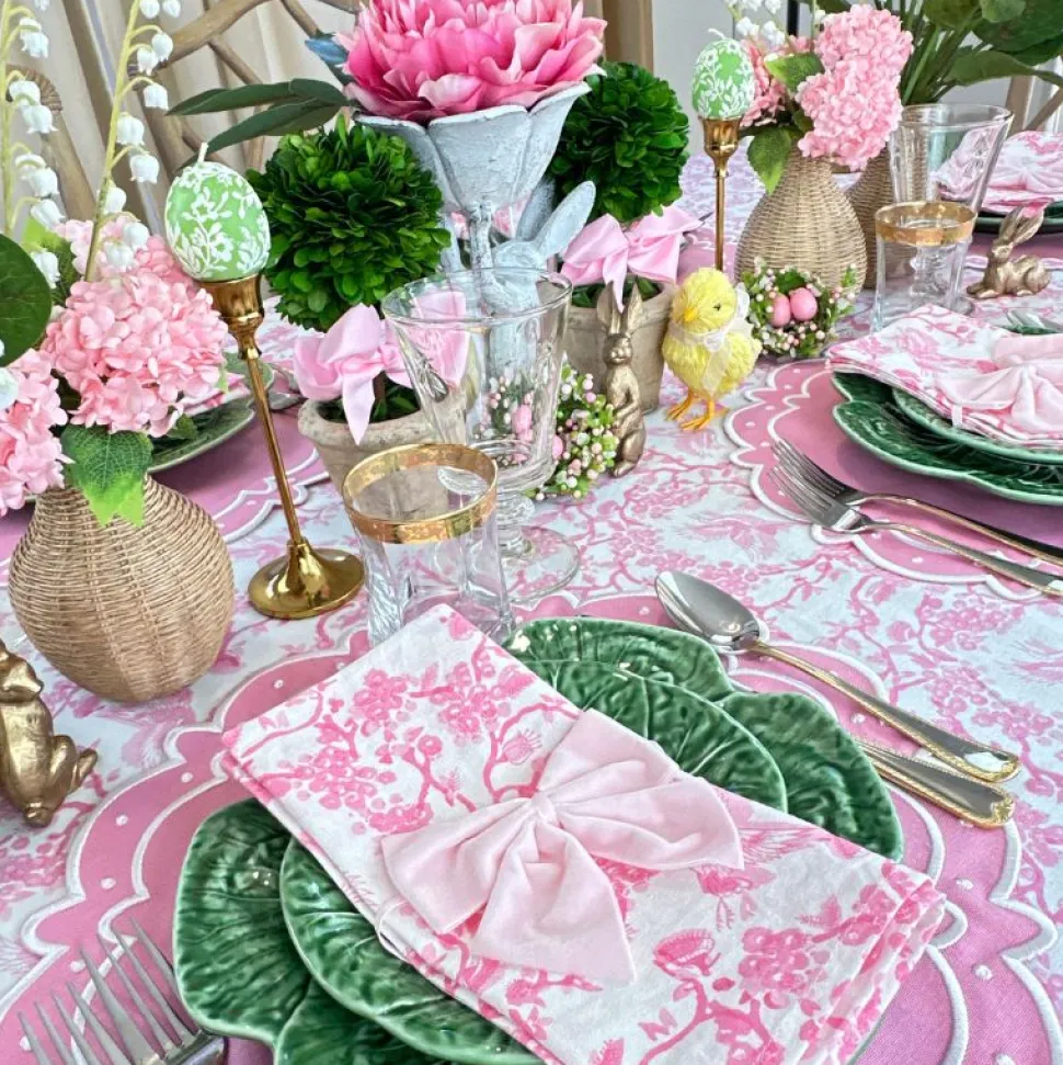 Toile de Jouy Birds Pink Tablecloth
