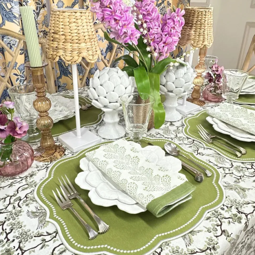 Toile de Jouy Birds Tablecloth in Sage