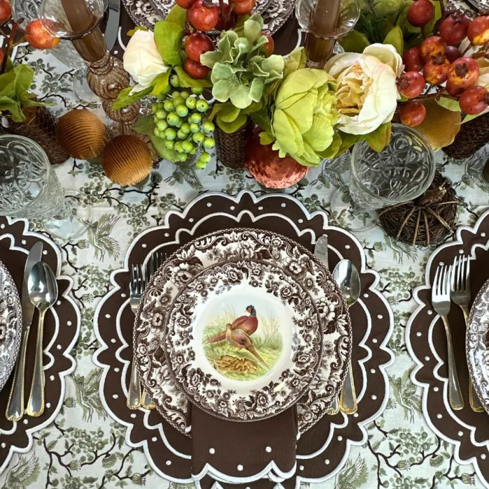 Toile de Jouy Birds Tablecloth in Sage
