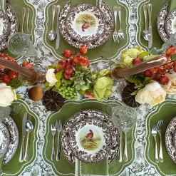 Toile de Jouy Birds Tablecloth in Sage