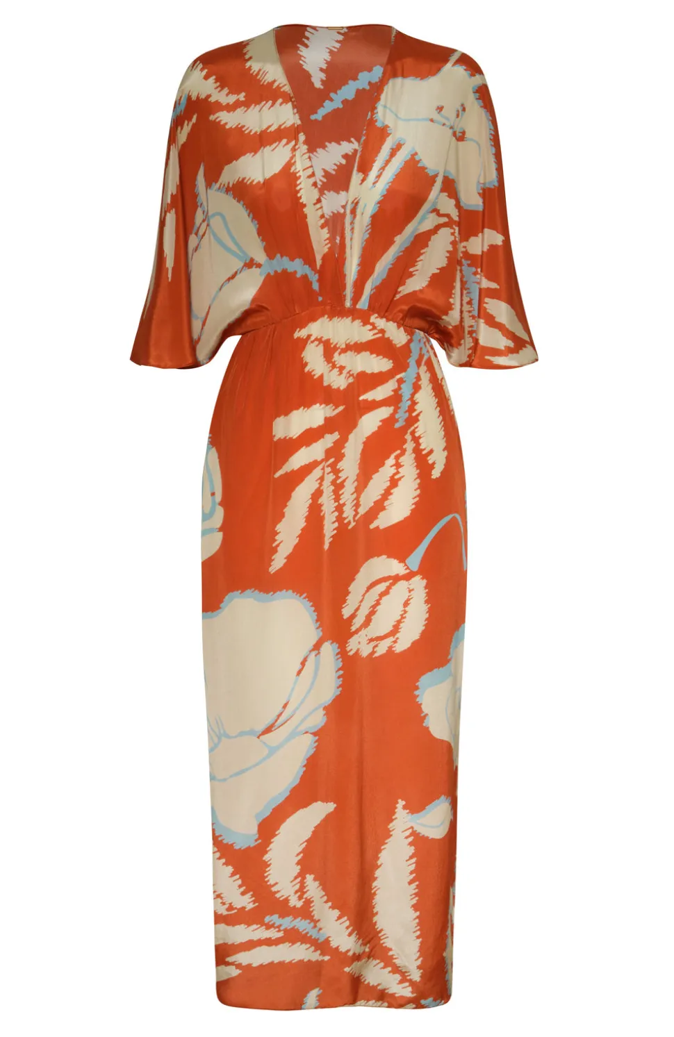 Topacio Crepe Chine Tunic Dress in Orange Gladiolos
