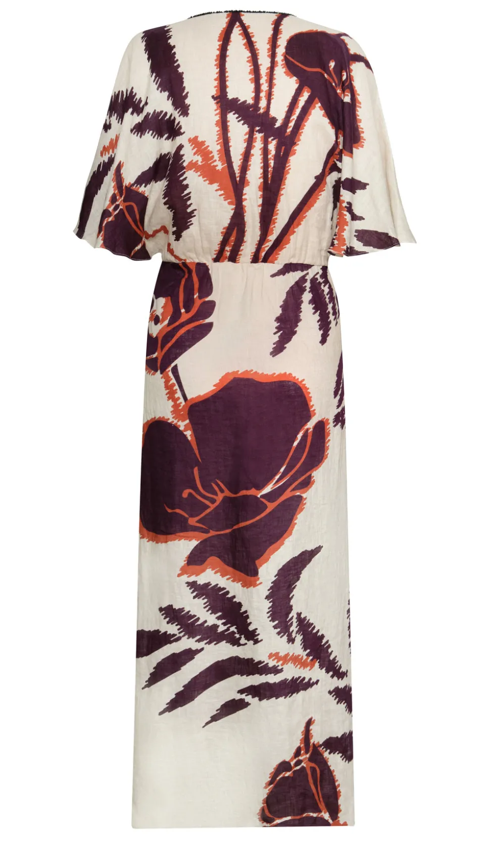Topacio Linen Tunic Dress in Ecru & Purple Gladiolos