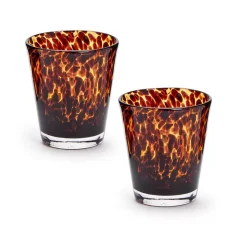 Tortoise Print Double Old Fashion Glass
