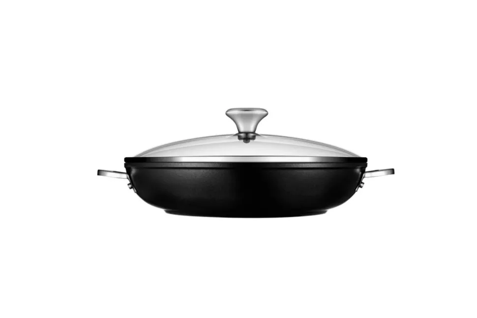 Toughened Nonstick PRO 4 qt. Shallow Casserole & Braiser with Glass Lid